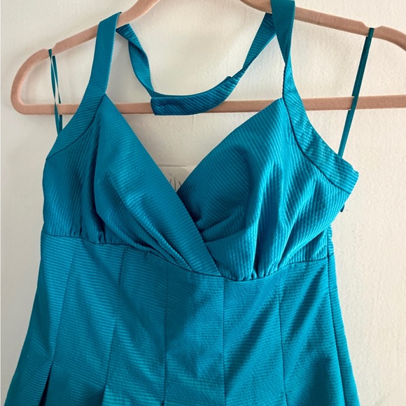 Vintage Moschino Blue Halter Dress sweetheart fit flare sz 4 w pockets - Picture 2 of 10